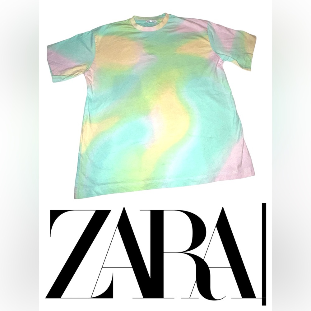 Men’s- Sz M- EUC- ZARA Pastel Tie-Dye Short Tee - Mint, Yellow, Pink, Lavender